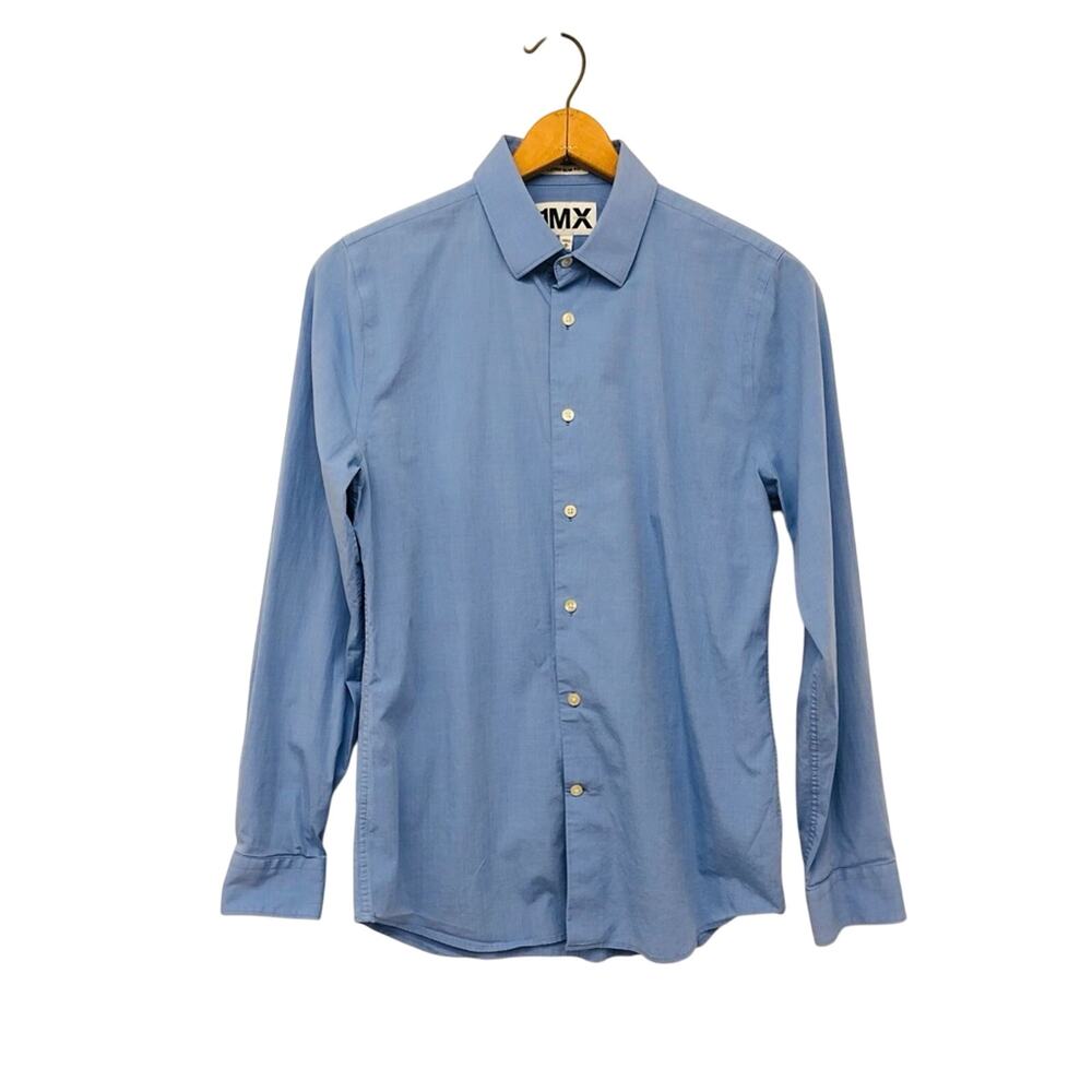 Men’s Express 1MX Extra Slim Fit Light Blue Long Sleeve Dress Shirt Button Front